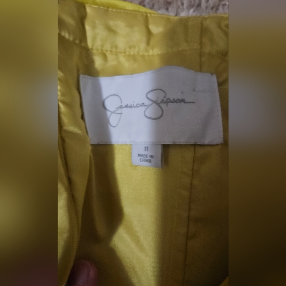 JESSICA SIMPSON Citronelle Yellow Strapless Tiered Ruffle Sequin Dress.Sz 11 NWT - Picture 6 of 16